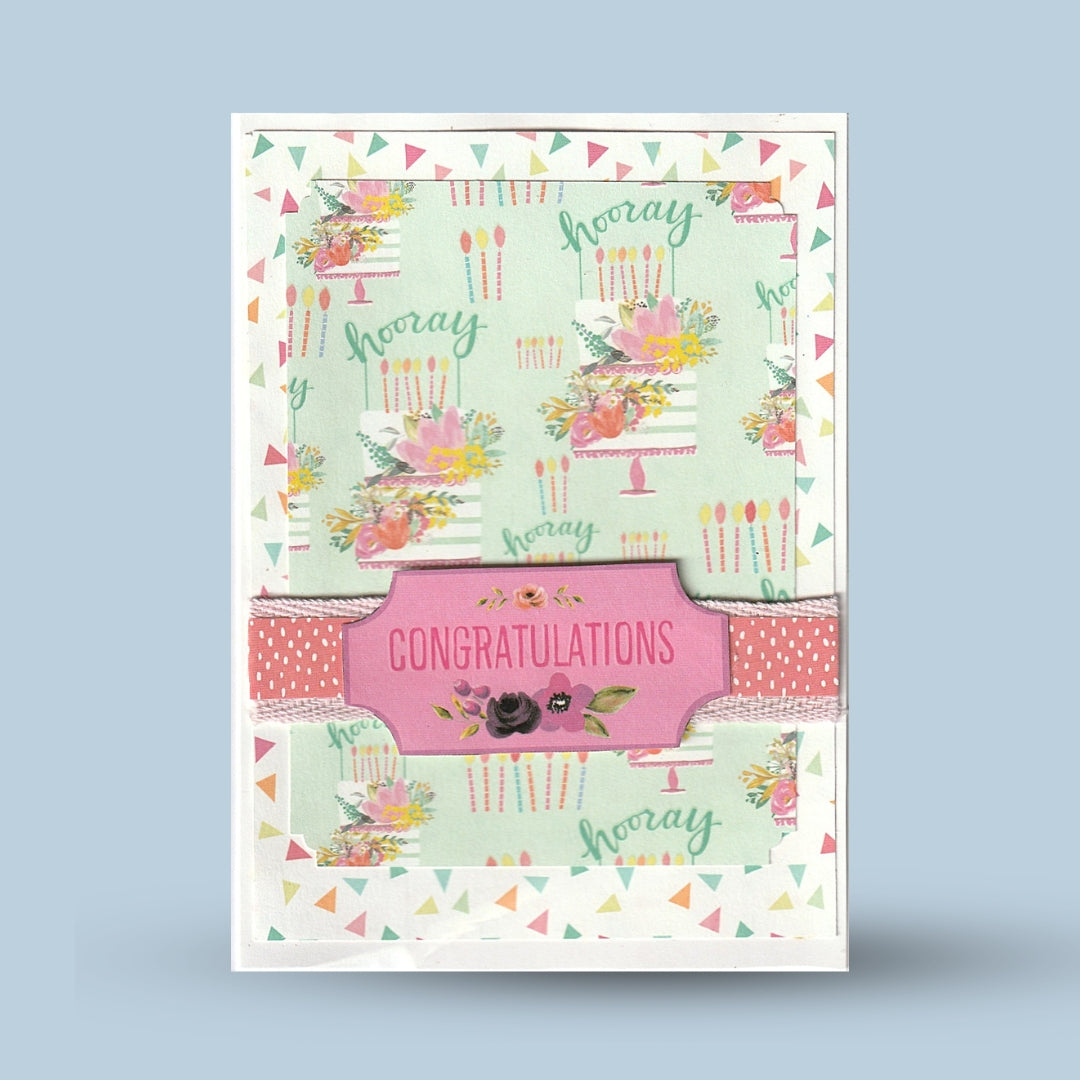 Greeting card A6: "Congratulations", cake