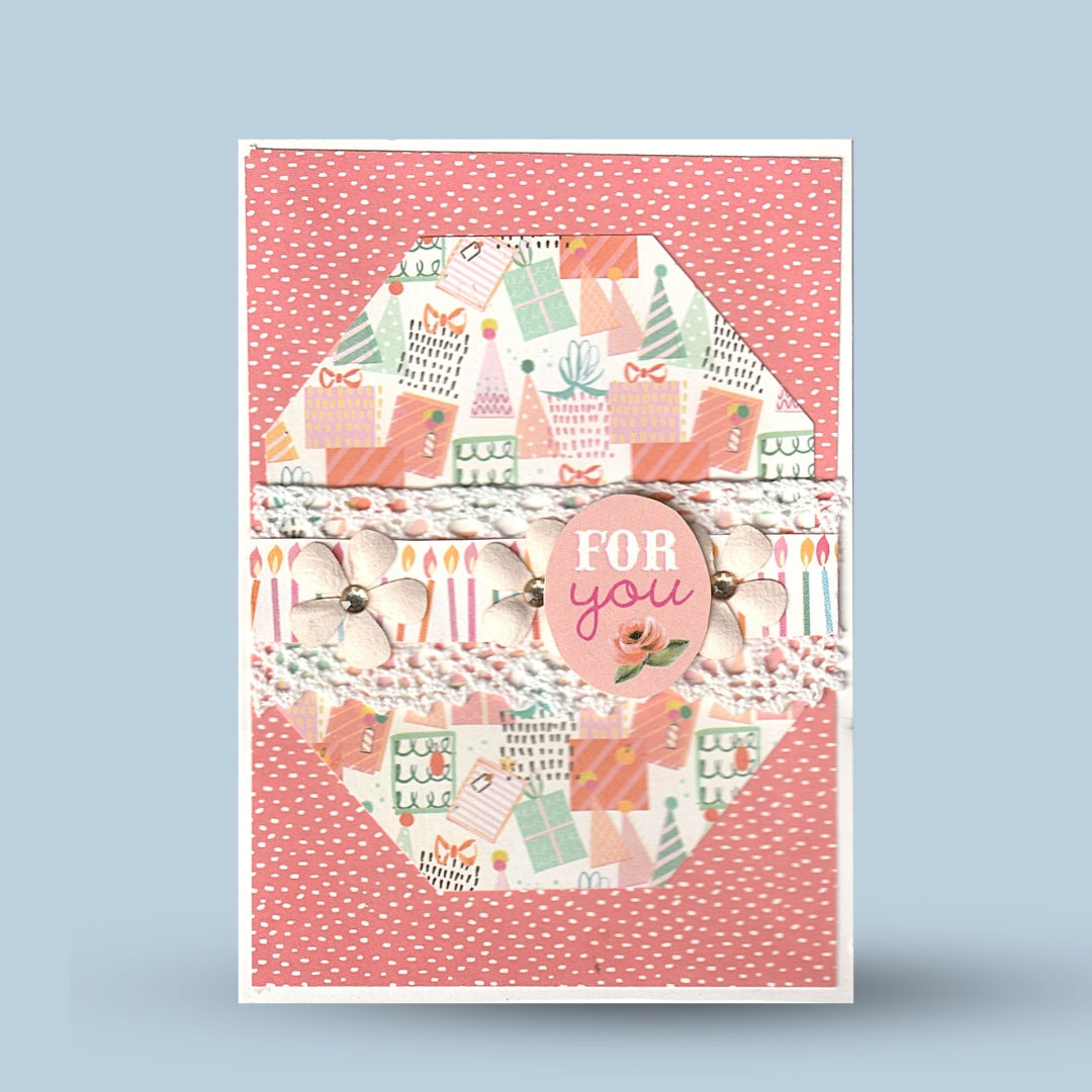 Greeting card A6: "For you", pink