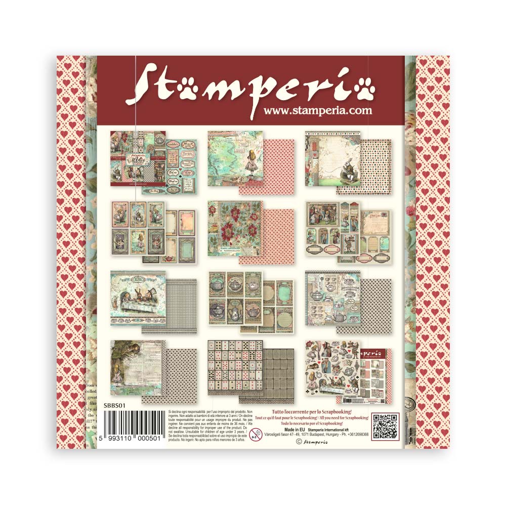 8”x8” (20.3x20.3 cm) Paper Pad 10 double sided printed sheets - Alice