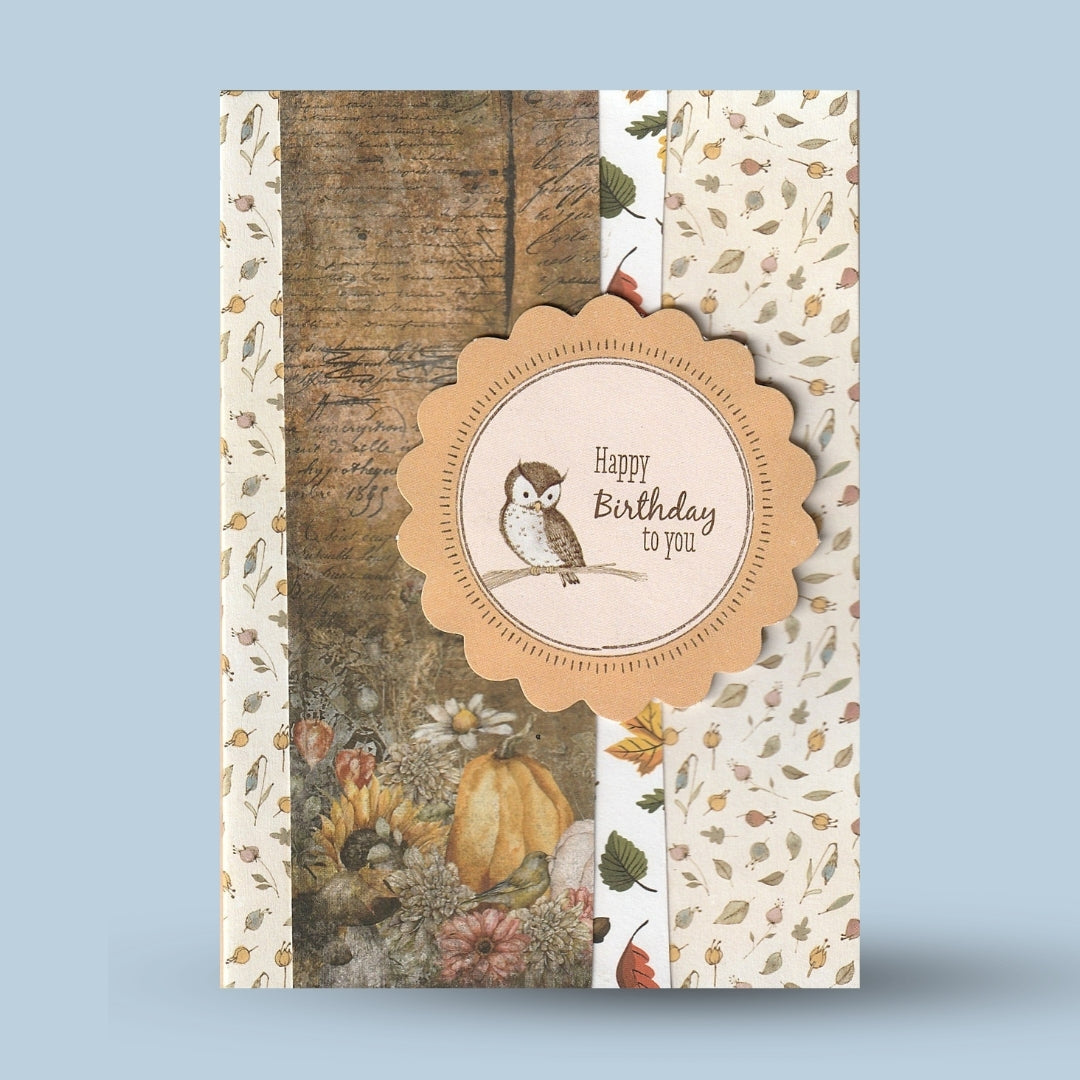 A6 greeting card: "Happy birthday to you", bird