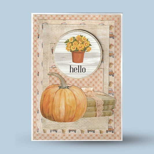Greeting Card A6: "Hello", pumpkin