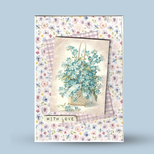 Greeting card A6: "With love", floral