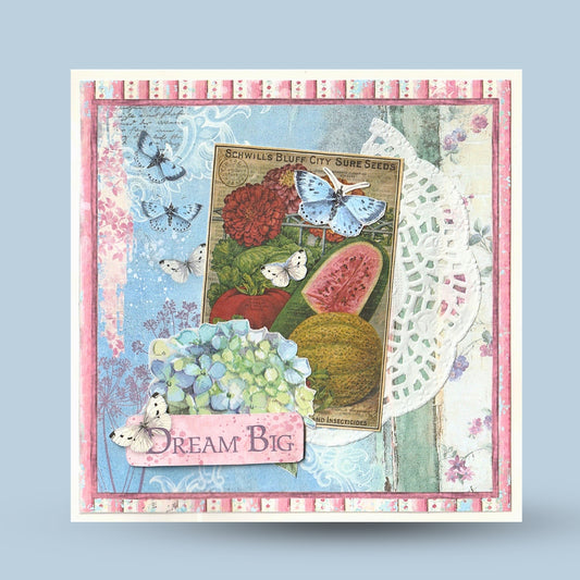 Greeting card 15x15: Summer, plant, butterfly
