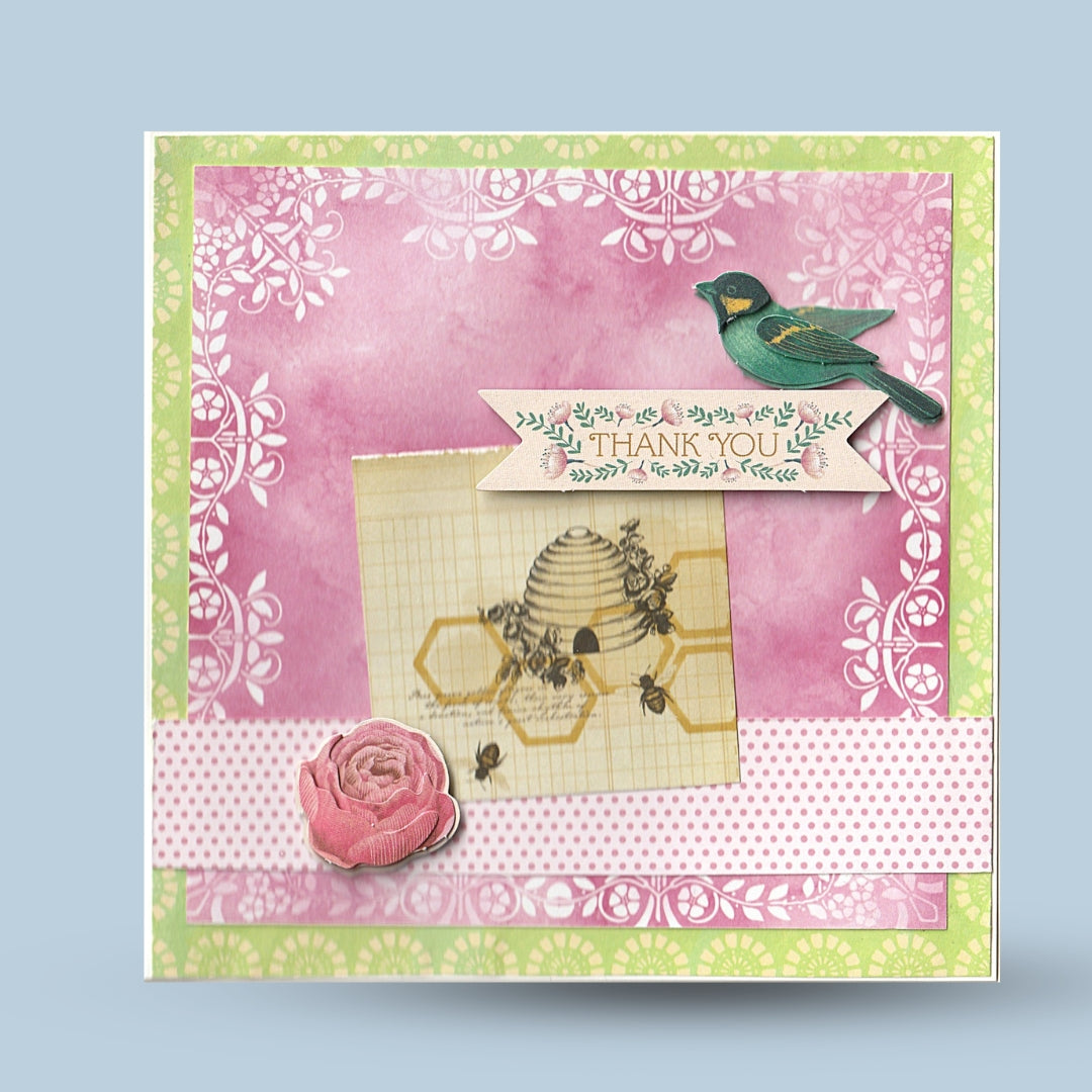 Thank you card 15x15: "Thank you", bird