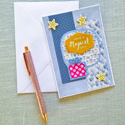 Gratulationskort A6: "Have a magical day" blå