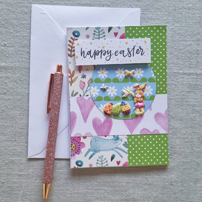 Gratulationskort A6: "Happy easter", hare