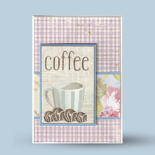 Greeting card A6: "Coffee", purple
