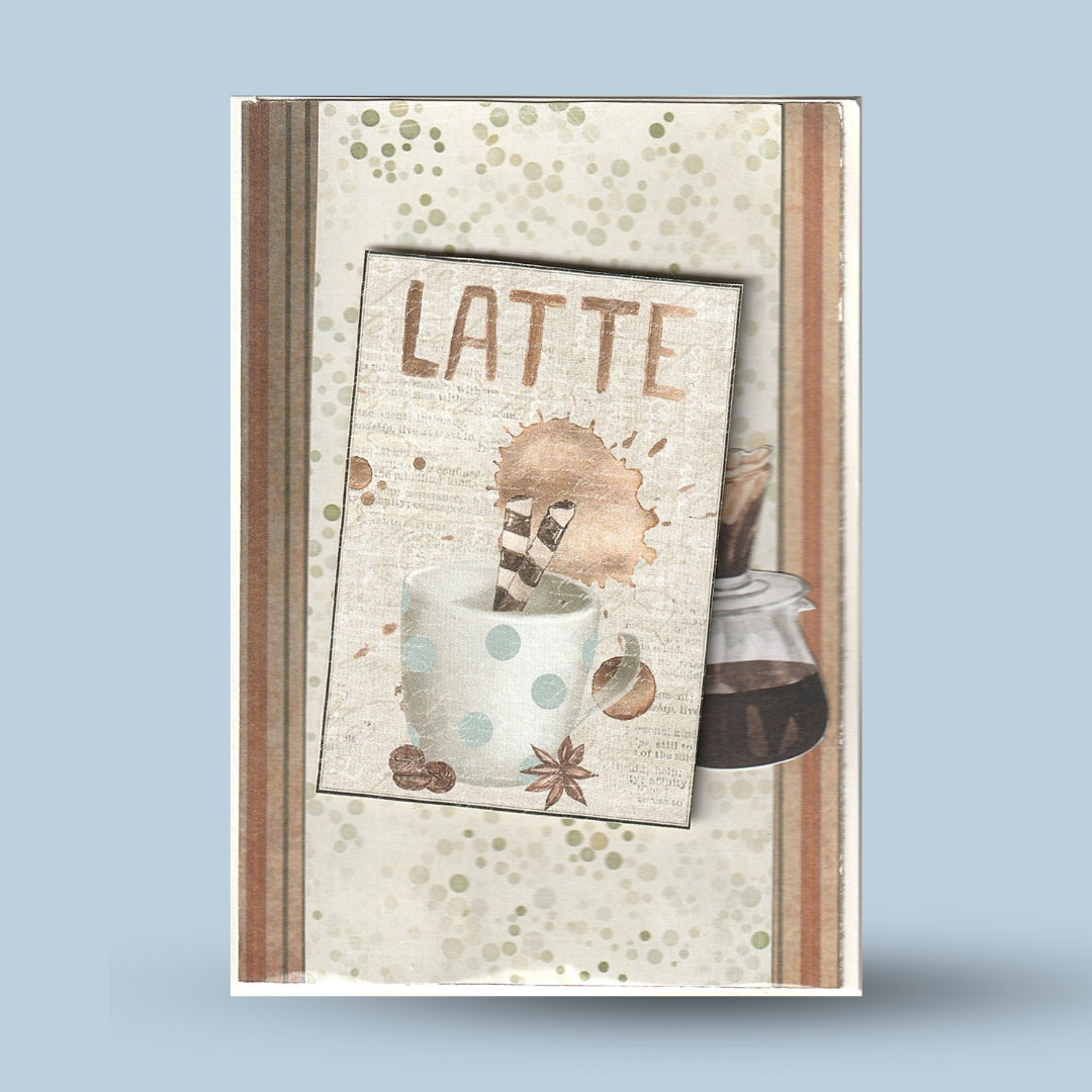 Greeting card A6: "Latte", coffee pot