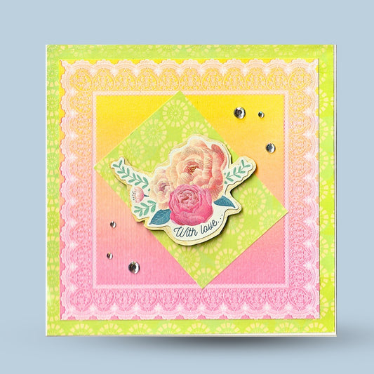 Greetings card 15x15: "With love", flower
