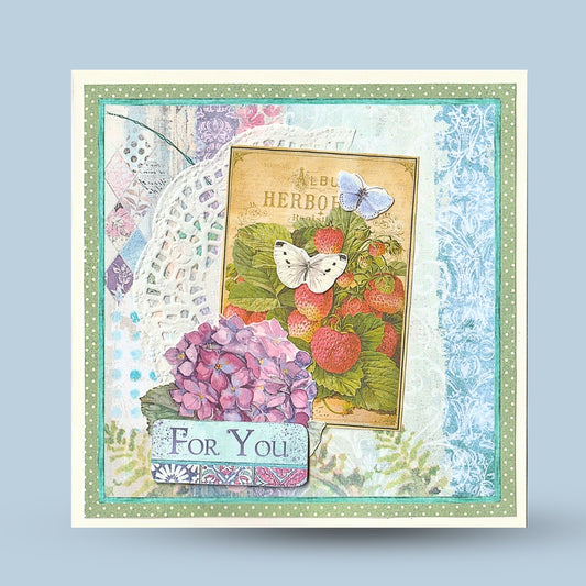 Greeting card 15x15: "For you" Hydrangea