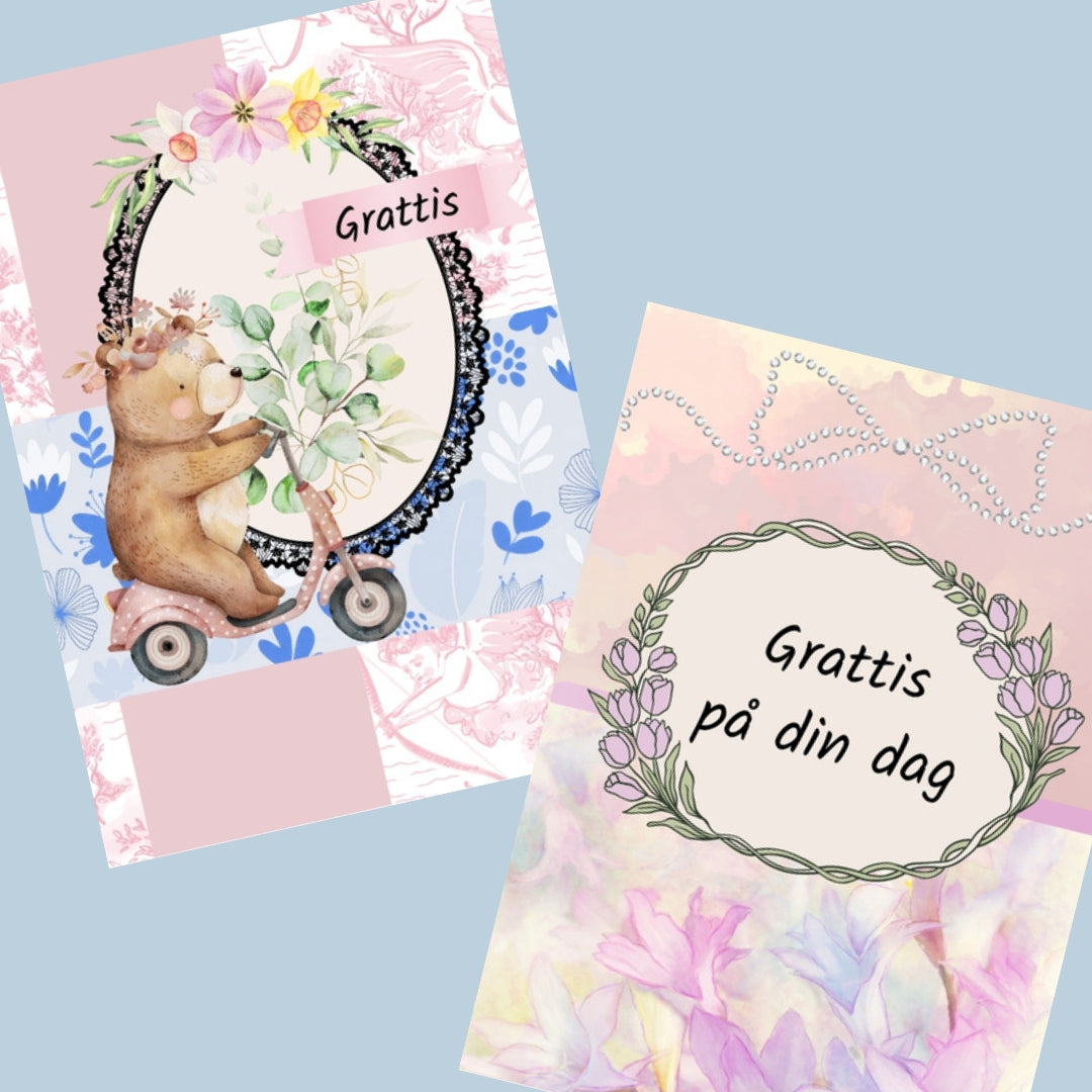 Utskrivningsbara grattulationskort rosa