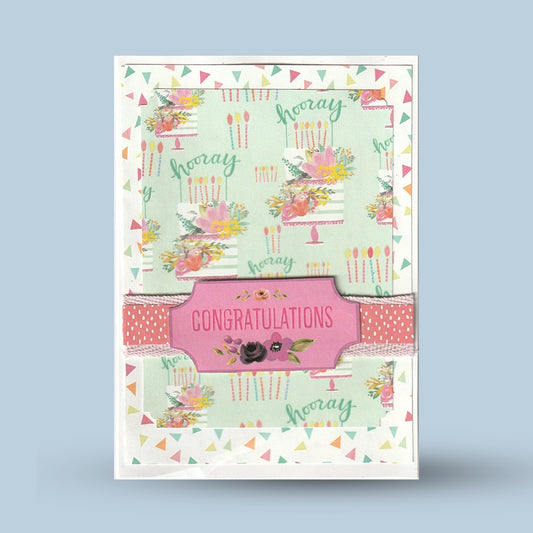 Greeting card A6: "Congratulations", cake