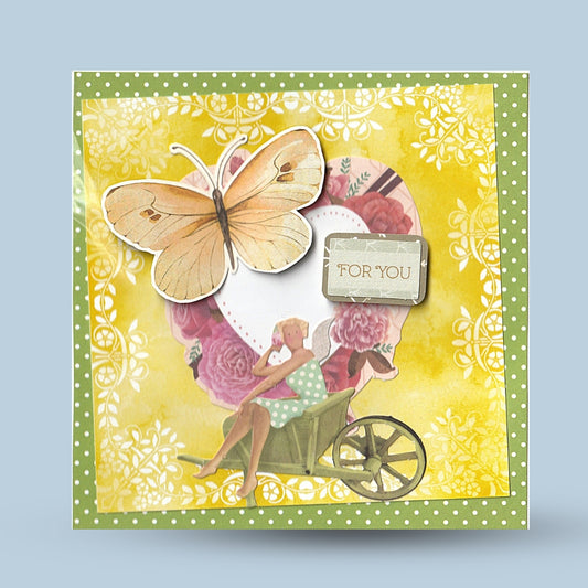 Greeting card 15x15: "For you", Butterfly