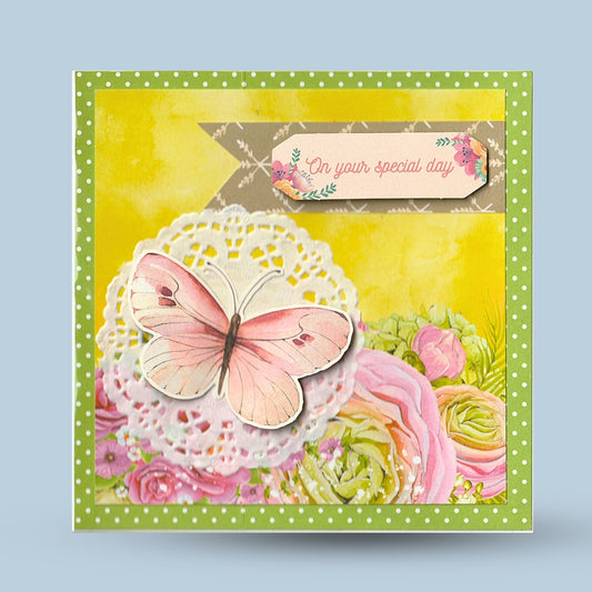 Greeting card 15x15: "On your special day", Butterfly