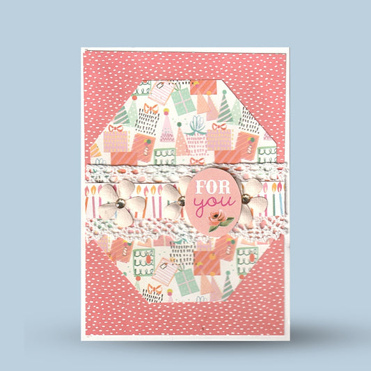 Greeting card A6: "For you", pink