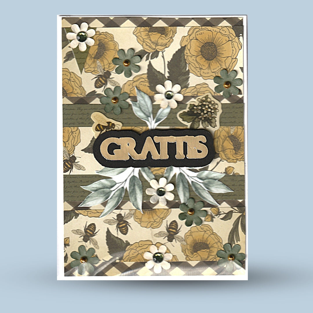 Greeting card A6: "Congratulations", floral