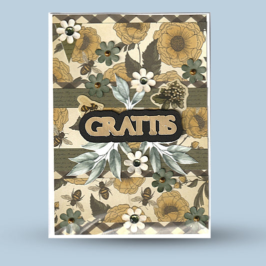 Greeting card A6: "Congratulations", floral
