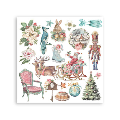 Printed Decorative Rub on kit for Art and Craft cm 15,5x15,5 - Winter Magic