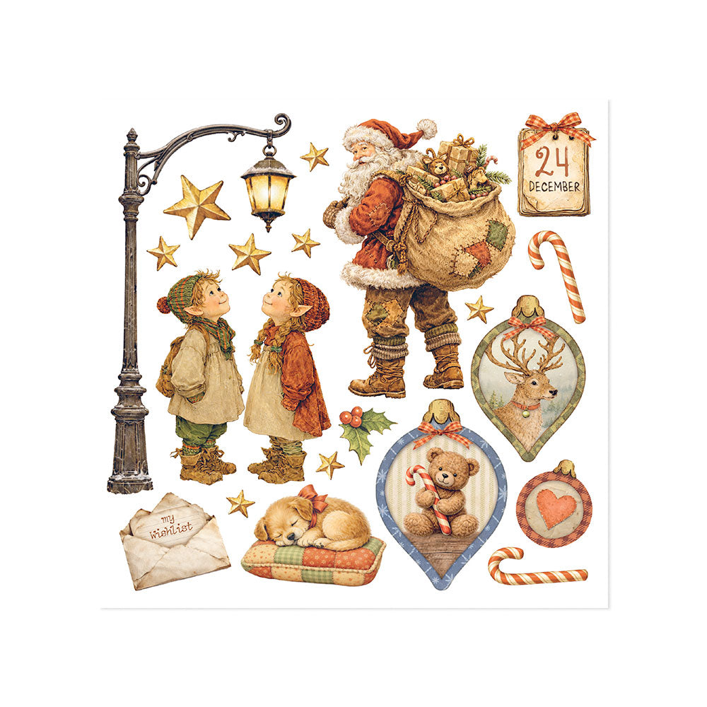 Printed Decorative Rub on kit for Art and Craft cm 15,5x15,5 - Silent Night