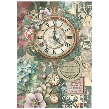 Printed Mini Rice paper A6 8 sheets for Art and Craft - Gardens of Time