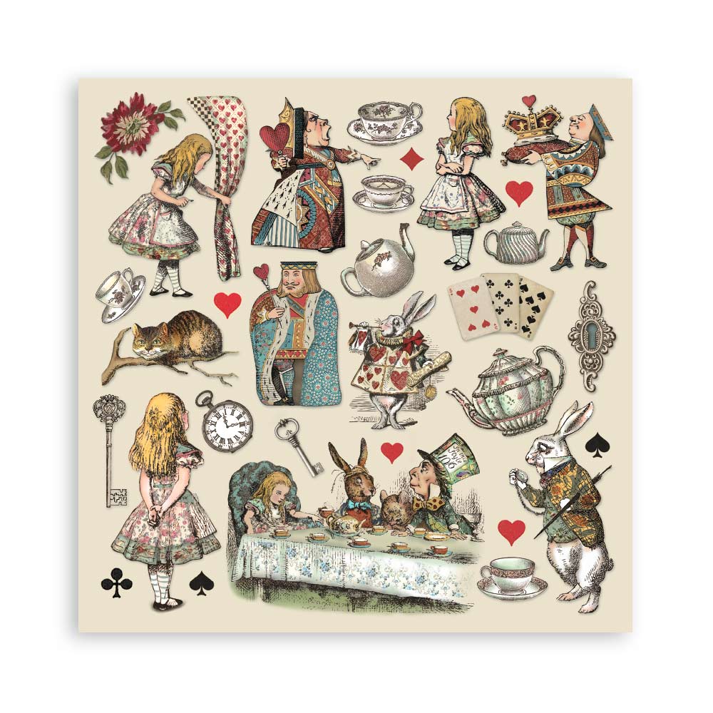 8”x8” (20.3x20.3 cm) Paper Pad 10 double sided printed sheets - Alice