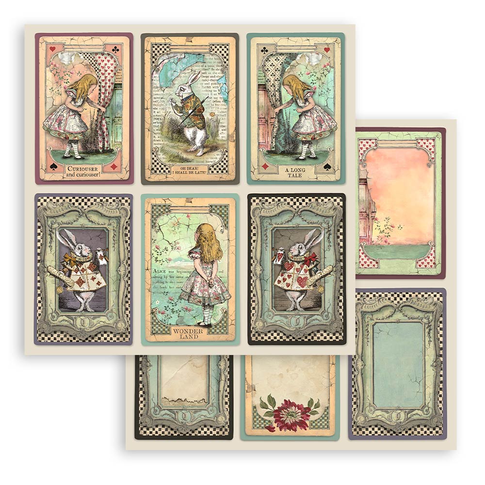 8”x8” (20.3x20.3 cm) Paper Pad 10 double sided printed sheets - Alice