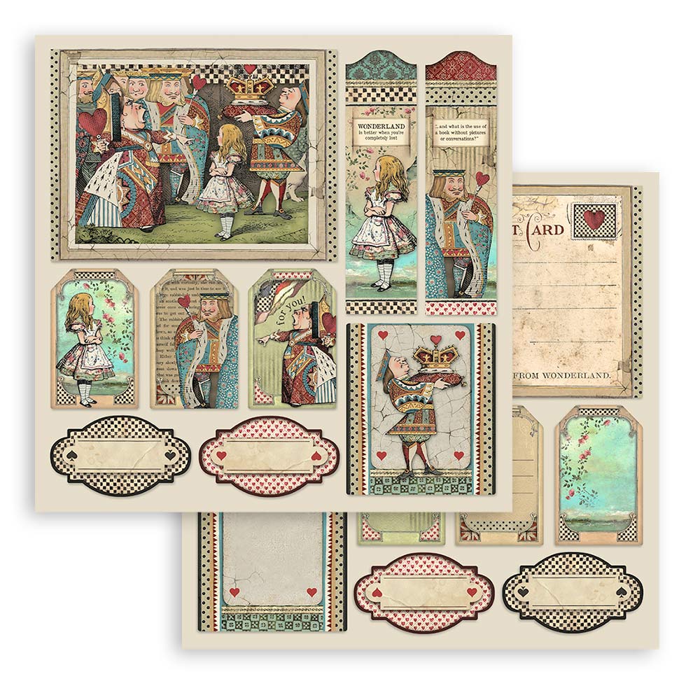 8”x8” (20.3x20.3 cm) Paper Pad 10 double sided printed sheets - Alice