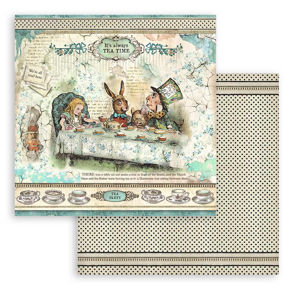 8”x8” (20.3x20.3 cm) Paper Pad 10 double sided printed sheets - Alice