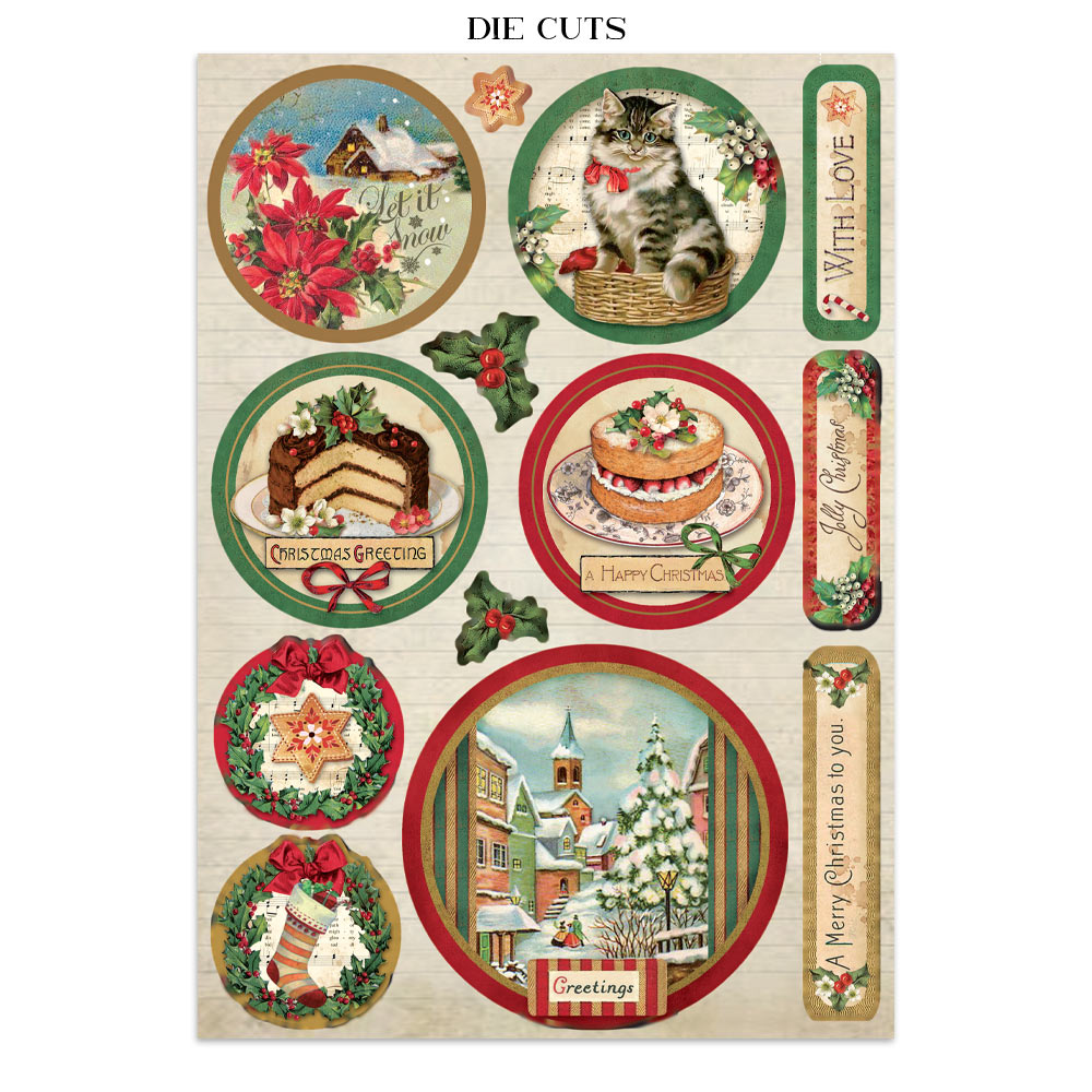 Printed Art Junk journal: stickers, cut-outs, backgrounds for Art and Craft - Classic Christmas