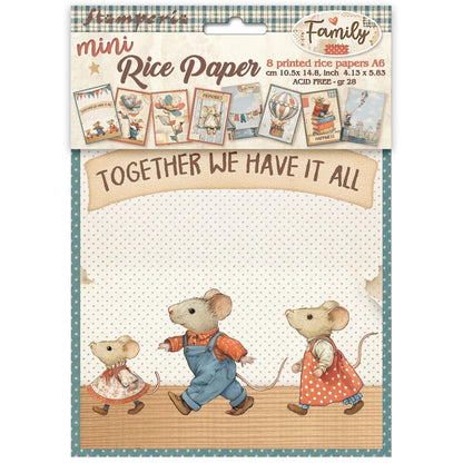 Printed Mini Rice paper A6 8 sheets for Art and Craft - Family