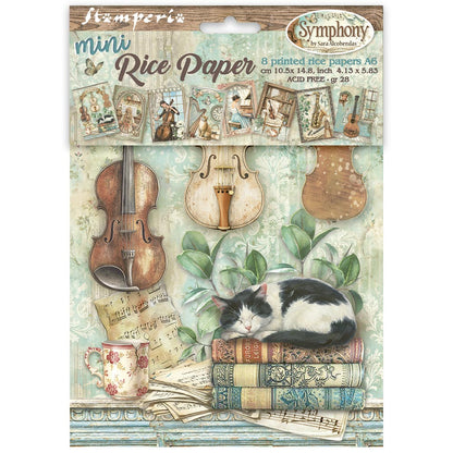 Printed Mini Rice paper A6 8 sheets for Art and Craft - Symphony