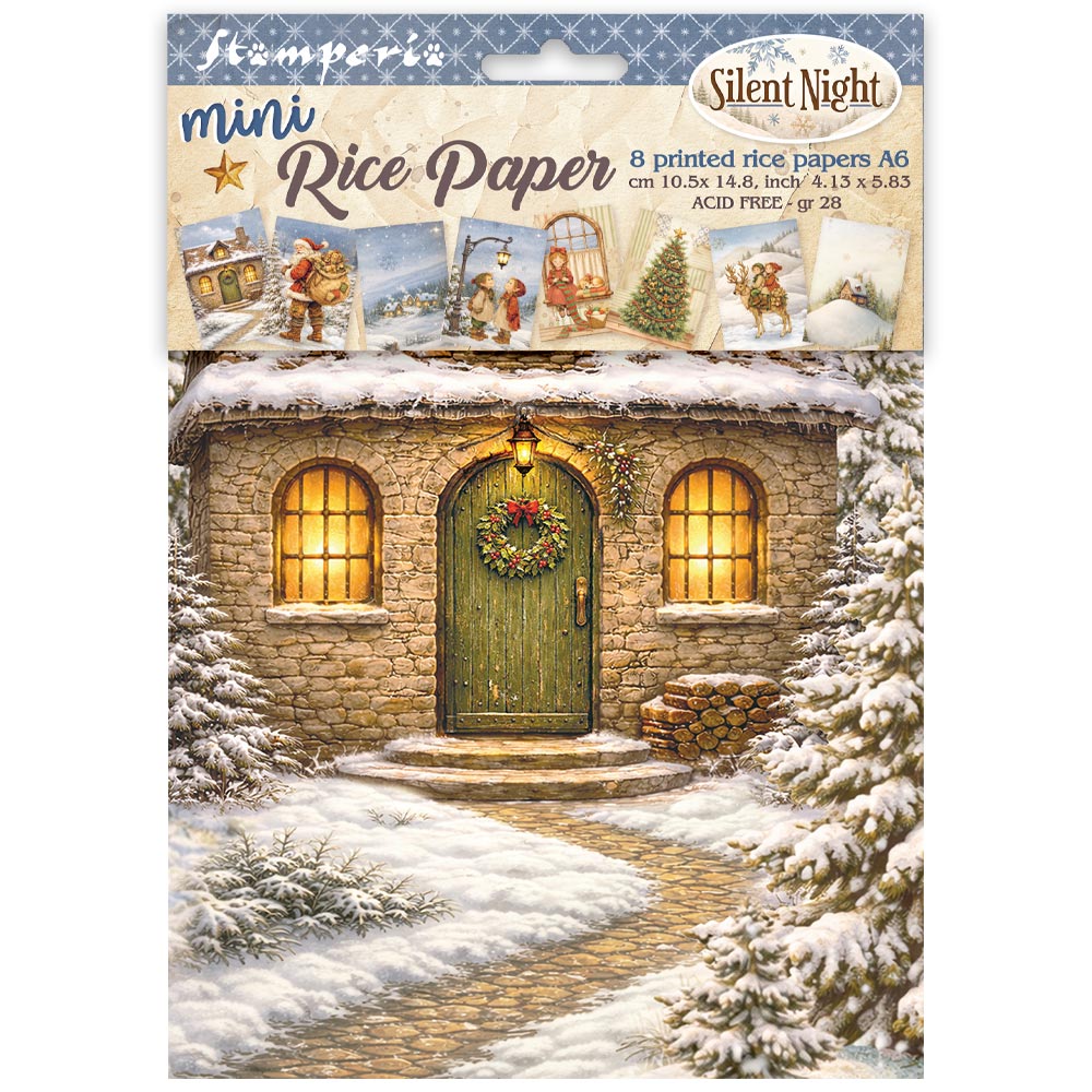 Printed Mini Rice paper A6 8 sheets for Art and Craft - Silent Night