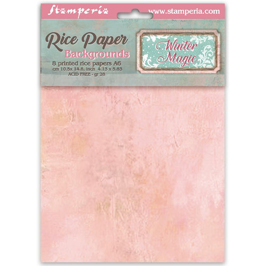 Printed 8 Rice paper A6 backgrounds selection for Art and Craft - Winter Magic