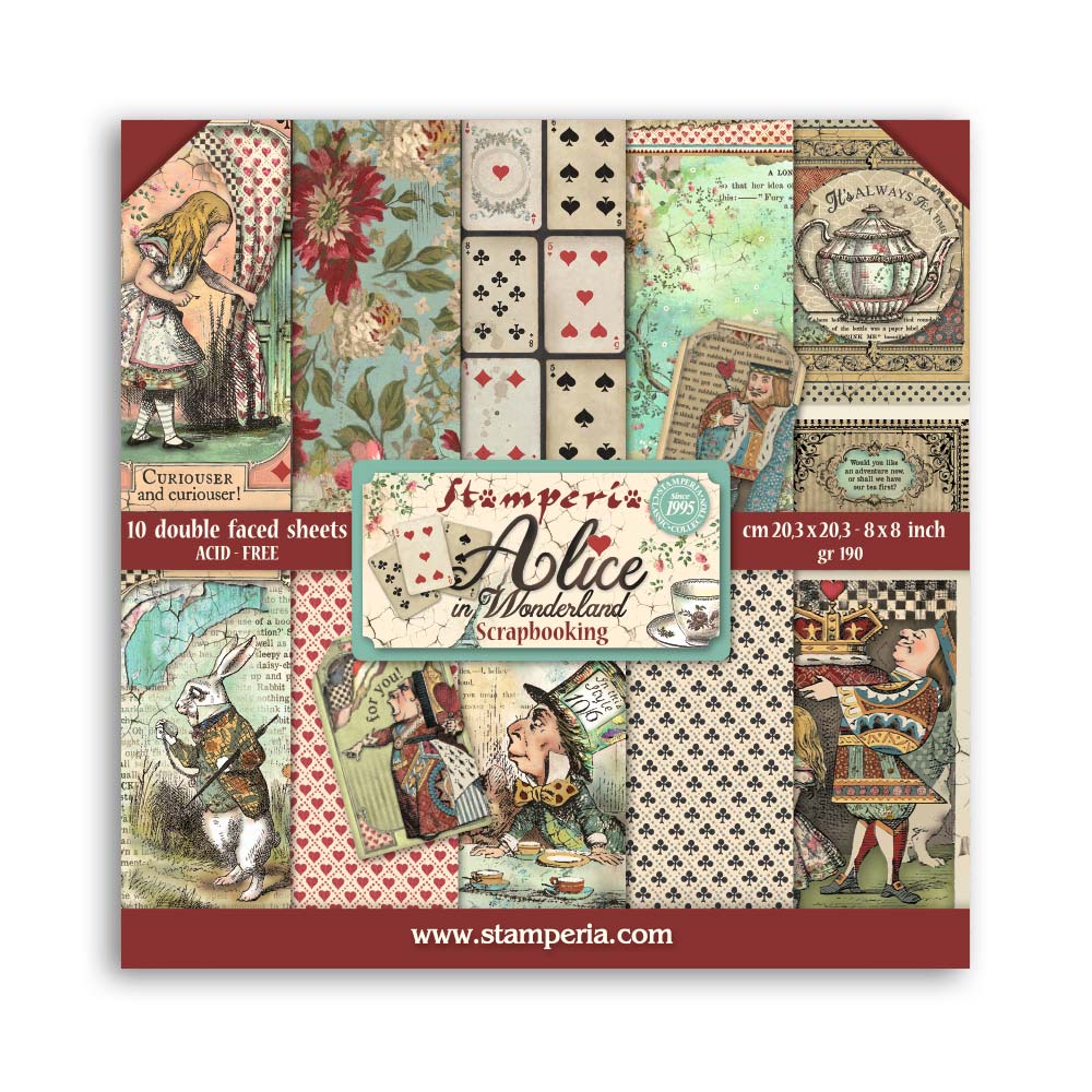 8”x8” (20.3x20.3 cm) Paper Pad 10 double sided printed sheets - Alice