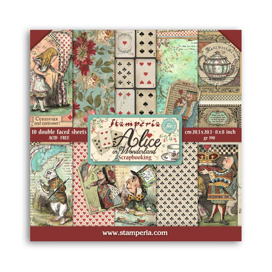 8”x8” (20.3x20.3 cm) Paper Pad 10 double sided printed sheets - Alice
