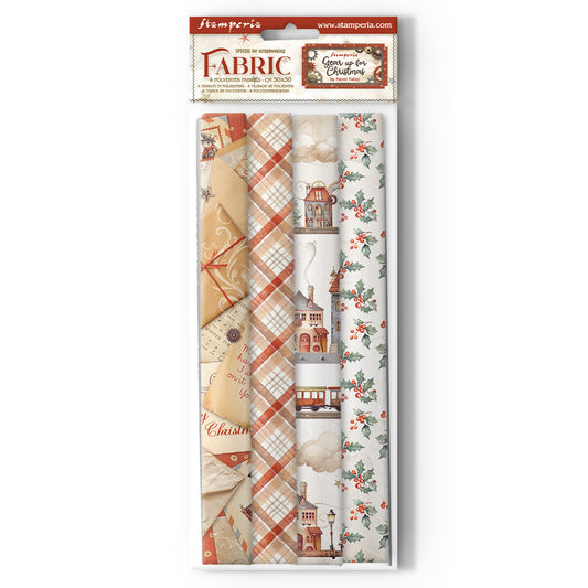 Pack 4 sheets fabric cm 30x30 - Gear up for Christmas
